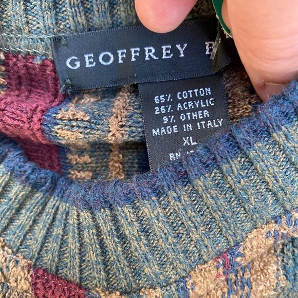 Vintage 90s Geoffery Beene Coogi Style Knit Sweater XL - Picture 4 of 6